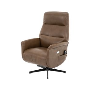 6 Poltrona Massagem Reclinavel Michigan Rivatti PU Marrom Base Aco Preto com Controle e Apoio para Pes
